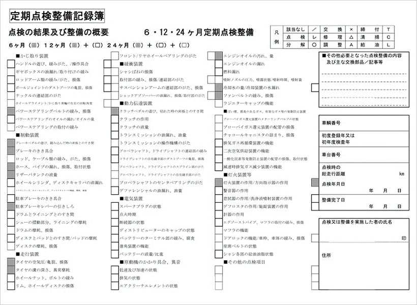 定期点検整備記録簿